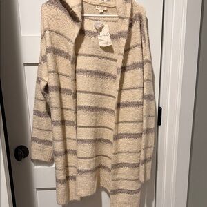 Hem and Thread-NWT-Striped Cream and Gray Women's Sweater